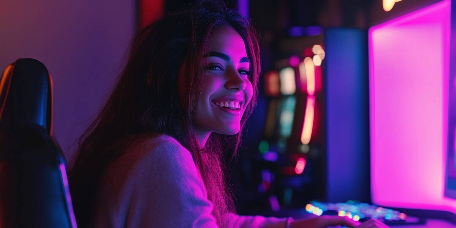 Woman Enjoying Games at J7777